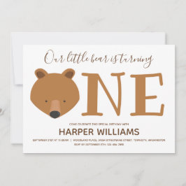 Convite Primeiro Aniversário do Bear One Photo Animal 1rua