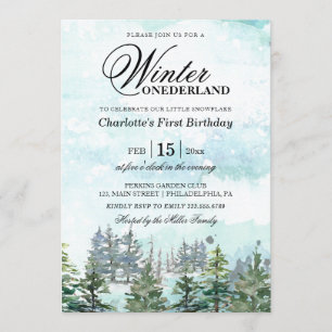Convite Primeiro aniversário do bebê de inverno de Onede