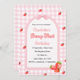 Convite Primeiro Aniversário do Berry Rosa