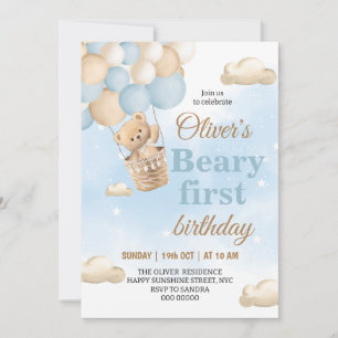 Convite Primeiro Aniversário do Blue Beary