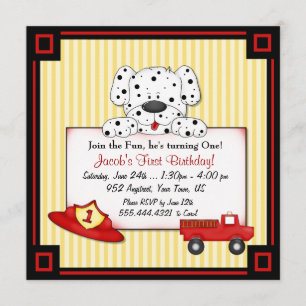 Convite Primeiro aniversário do bombeiro pequeno
