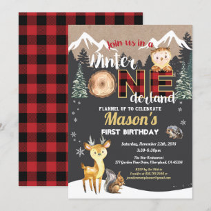 Convite Primeiro aniversário do bosque de inverno Onederl