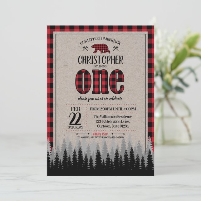 Convite Primeiro aniversario do Buffalo Check Lumberjack B (Em pé/Frente)