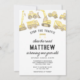 Convite Primeiro Aniversário do Caminhão de Construção Mod