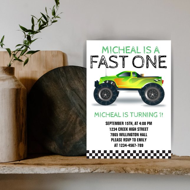 Convite Primeiro Aniversário do Caminhão do Monstro Verde  (Criador carregado)