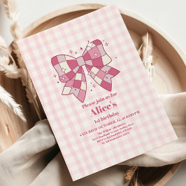 Convite Primeiro aniversario do coquete do Arco rosa-claro