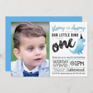 Convite Primeiro Aniversário do Dinossauro e Chomp
