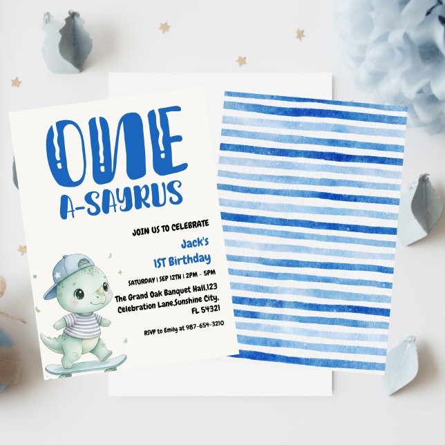 Convite Primeiro Aniversário do Dinossauro, rua Dinos 1 (Criador carregado)