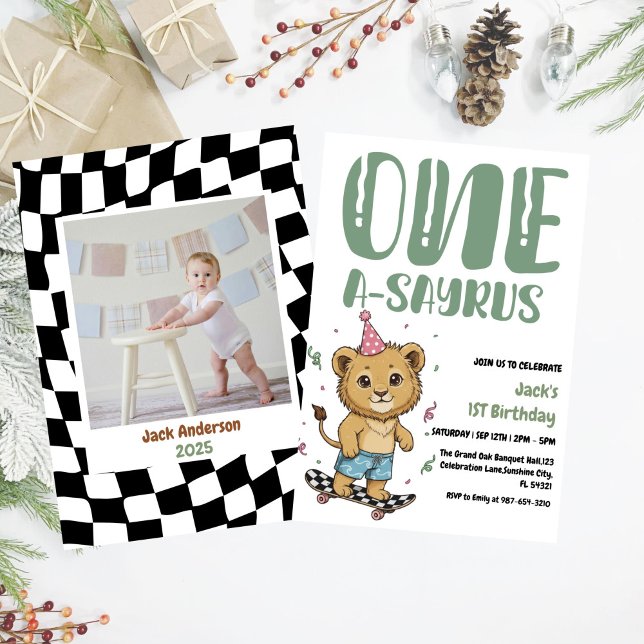 Convite Primeiro Aniversário do Dinossauro, rua Dinos 1 (Criador carregado)