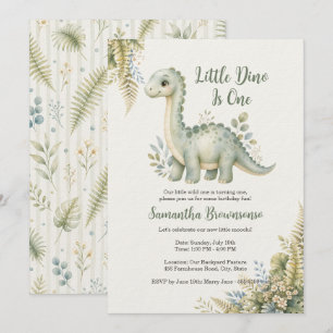 Convite Primeiro Aniversário do Dinossauro Samambaia