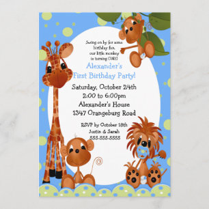 Convite Primeiro aniversario do divertimento do safari