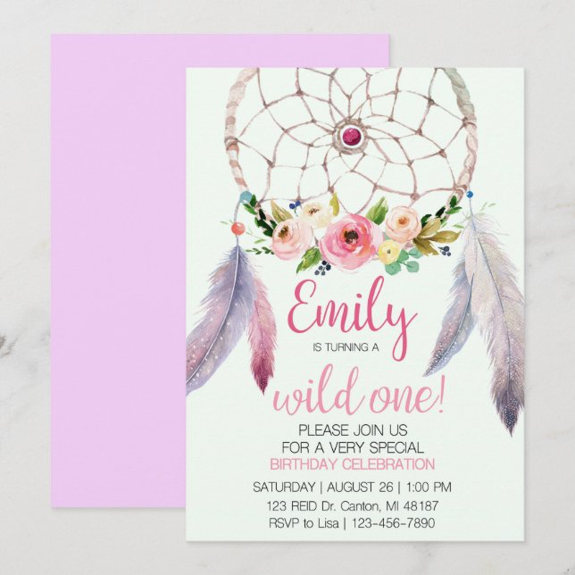 Convite primeiro aniversario do Dream Catcher (Frente/Verso)