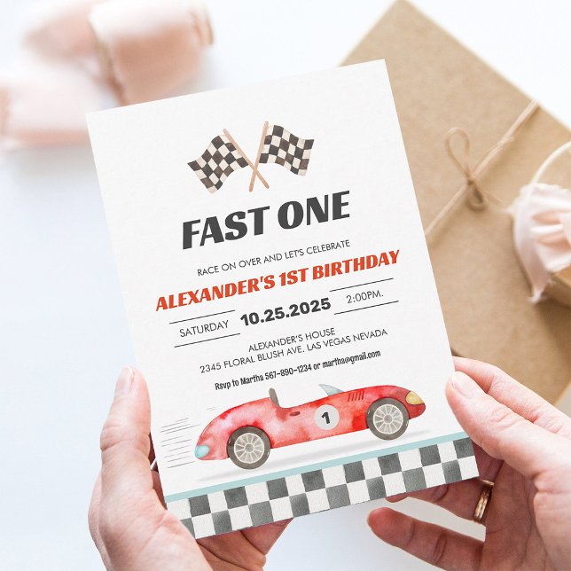 Convite Primeiro Aniversário do Fast One Racing Car (Criador carregado)