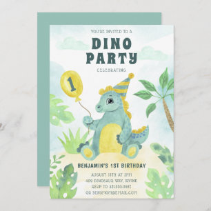 Convite Primeiro Aniversário do Festa Dino do Dinossauro C