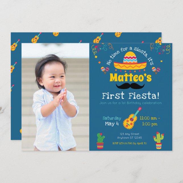 Convite Primeiro Aniversário do Fiesta Mexicano Aniversári (Frente/Verso)