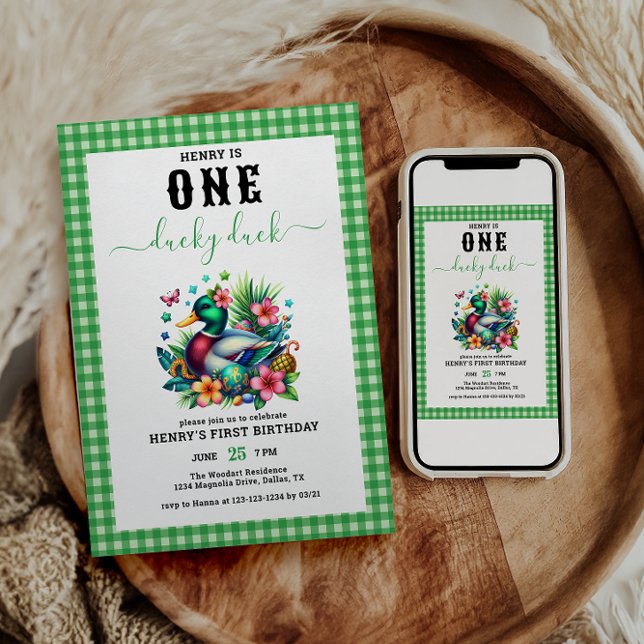 Convite primeiro aniversario do Garoto do Pato Sortudo Ver (Criador carregado)