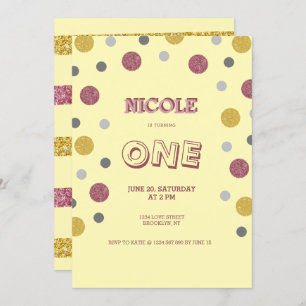 Convite Primeiro aniversario do Glitter Bolinhas