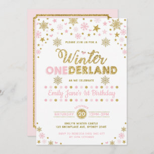 Convite primeiro aniversario do inverno ONEderland - Rosa