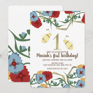 Convite Primeiro Aniversário do Jardim das Abelhas e Flor