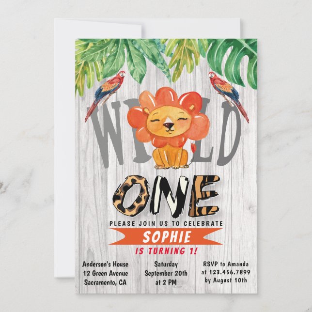 Convite primeiro aniversario do Leão Safari das Garotas Se (Frente)