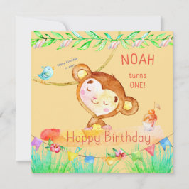 Convite Primeiro Aniversário do Macaco Mais Divertido