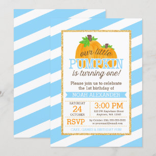 Convite Primeiro Aniversário do Menino Dourado Azul