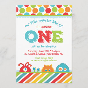 Convite Primeiro Aniversário do Monstro Bonito 1 rua