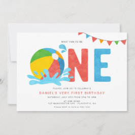 Convite Primeiro Aniversário do Partido da Piscina Minimal