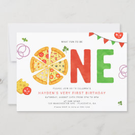 Convite Primeiro Aniversário do Partido da Pizza Minimalis