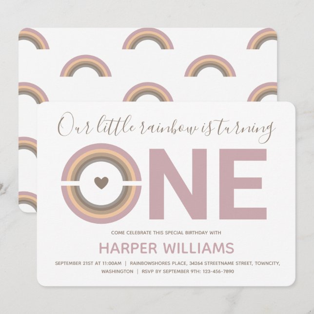 Convite Primeiro aniversario do Rainbow Baby (Frente/Verso)