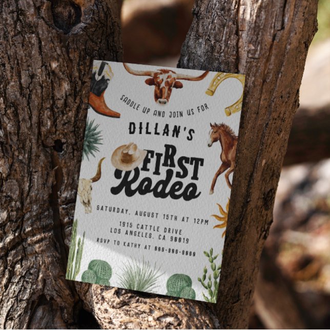 Convite Primeiro aniversário do Rodeo Cowboy (Criador carregado)