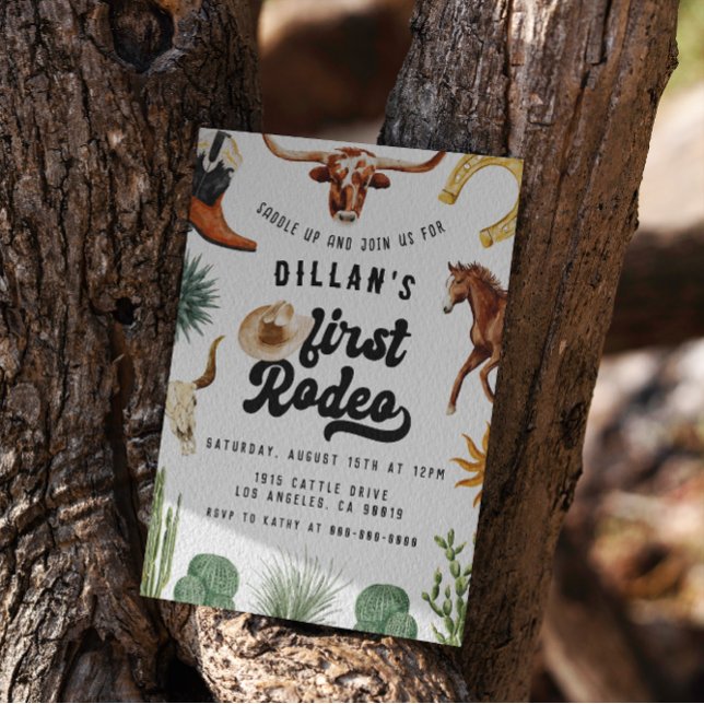 Convite Primeiro aniversário do Rodeo Cowboy (Criador carregado)