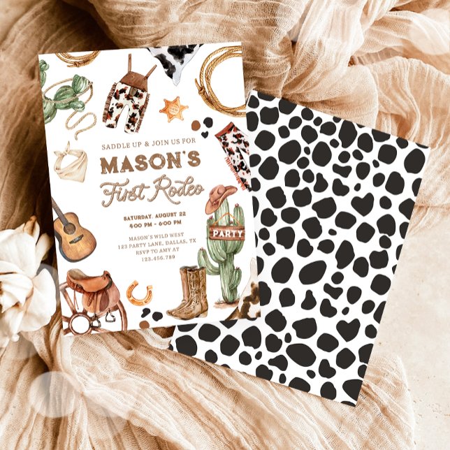 Convite Primeiro Aniversário do Rodeo Cowboy Selvagem Oest (Criador carregado)