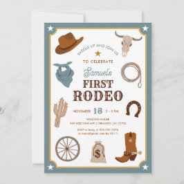 Convite Primeiro Aniversário do Rodeo Cowboy Wild West Boy