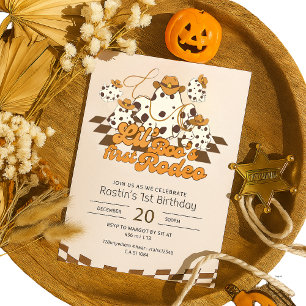 Convite Primeiro aniversário do Rodeo do Halloween do Cowb