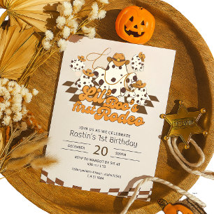 Convite Primeiro aniversário do Rodeo do Halloween do Cowb
