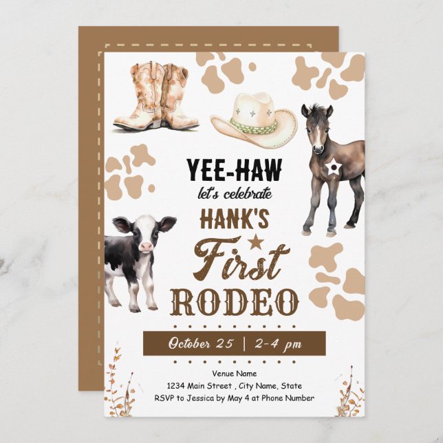 Convite Primeiro aniversário do Rodeo Ocidental (Frente/Verso)