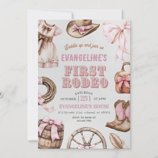 Convite Primeiro Aniversário do Rodeo Rosa Pessoal (Frente)