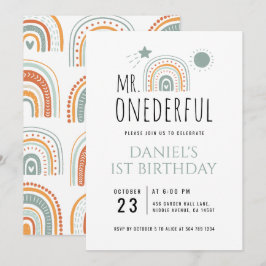 Convite Primeiro Aniversário do Sr. Oneince Boho Rainbow