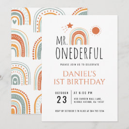 Convite Primeiro Aniversário do Sr. Oneince Boho Rainbow