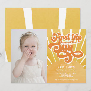 Convite Primeiro Aniversário do Sunshine Orange Boho Cute