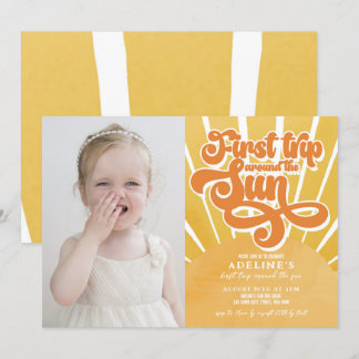Convite Primeiro Aniversário do Sunshine Orange Boho Cute