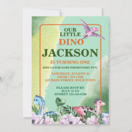 Convite Primeiro aniversario do Tema do Dinossauro