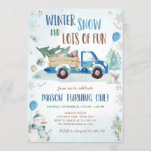 Primeiro Aniversário do Winter Blue Truck Snow Boy