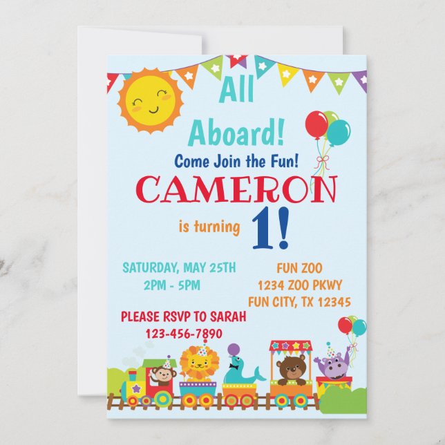 Convite Primeiro aniversario do Zoo Train (Frente)
