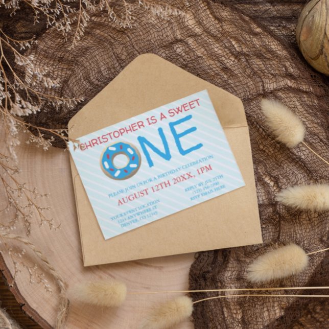 Convite Primeiro aniversario Doce de Um Rosquinha (Criador carregado)