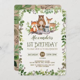 Convite Primeiro aniversario dos animais da floresta da