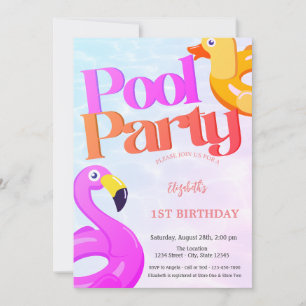 Convite Primeiro Aniversário dos Flamingos de Verão