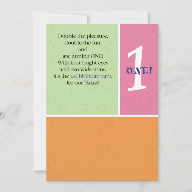 Convite Primeiro aniversário dos gêmeos (Frente)