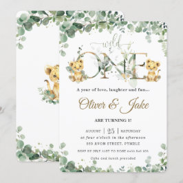 Convite Primeiro aniversario dos gêmeos dos Cubos de Leão 